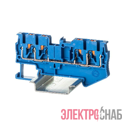 Клемма проходная зажим push-in 4 точки подключения 2.5кв.мм син. DKC VPR-2.5-QUATTRO-BU