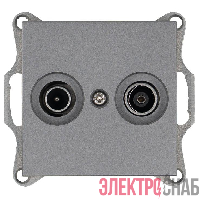 Розетка телевизионная проходная TV + FM 2-м Ф9.5мм механизм алюм. Jasmart G6205S