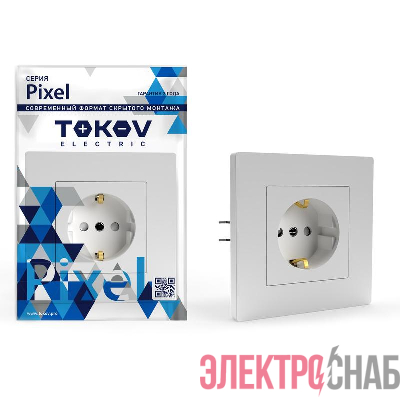 Розетка 1-м СП Pixel 16А IP20 с заземл. защ. шторки в сборе бел. TOKOV ELECTRIC TKE-PX-R1FZSF-C01