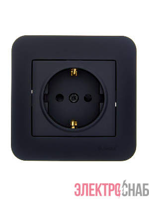 Розетка 1-м СП ASTI 16А IP20 с заземл. защ. шторки термопласт в сборе черн. бархат. LEZARD 7081-4242-124B