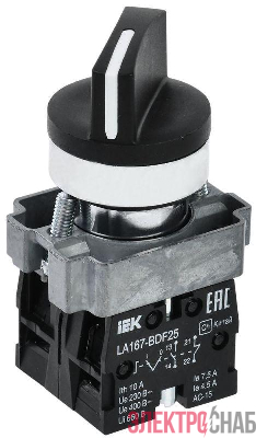 Переключатель LA167-BDF25 на 2 полож. 1НО+1НЗ черн. IEK BSW20-BDF25-3-24-67-2-K02