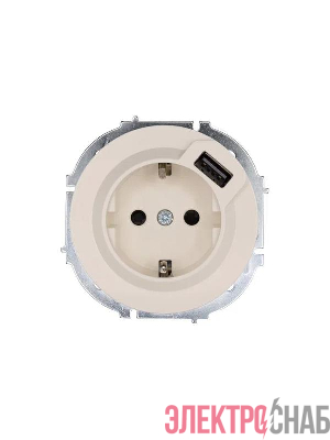 Розетка 1-м СП OSEN с заземл. + USB разъем механизм сл. кость LEZARD 743-9088-181