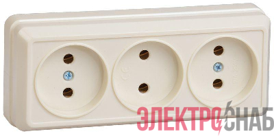 Розетка 3-м ОП Октава 10А IP20 без заземл. крем. IEK ERO30-K33-10-DC