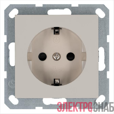 Розетка 1-м Shuko 16А IP20 с заземл. защ. шторки механизм тауп Jasmart G5501T