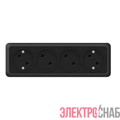 Розетка 4-м ОП Олимп 16А IP20 без заземл. черн. Universal 2219