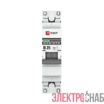 Выключатель автоматический модульный 1п B 25А 6кА ВА 47-63 PROxima EKF mcb4763-6-1-25B-pro