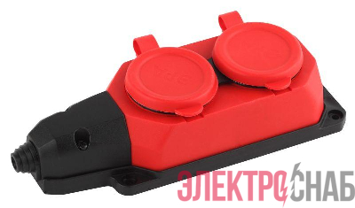 Колодка удлинителя 2-м с заземл. 16А IP44 K-2e-RED-IP44 каучук красн. Эра Б0044551