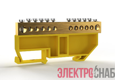Шина PE &quot;земля&quot; на DIN-изоляторе 8х12мм 12 отвер. латунь TOKOV ELECTRIC TKE-BCB-812-12-DIN/PE