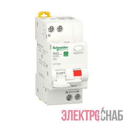 Выключатель автоматический дифференциального тока 2п (1P+N) C 25А 6000А 30мА тип AC Resi9 SchE R9D25625
