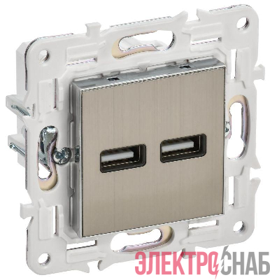 Розетка USB A+A 3.1А SKANDY SK-R15N никель IEK SK-U21-D31-K50