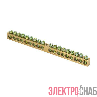 Шина PEN &quot;ноль-земля&quot; 8х12 18 отвер. латунь крепеж по центру PROxima EKF sn0-125-18-c