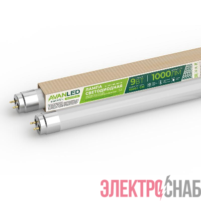 Лампа светодиодная AL T8-9-865-600-М 9Вт линейная матовая 6500К холод. бел. G13 1000лм 195-265В РФ AVANLED 11106651