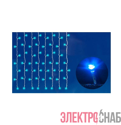 Занавес светодиодный ULD-C2030-240/TWK BLUE IP67 с эффектом мерцания 3х2м соединяемый 240LED cиний свет провод бел. Uniel UL-00001358