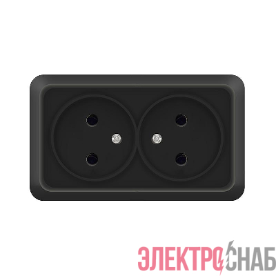Розетка 2-м ОП Олимп 16А IP20 без заземл. черн. Universal 2215