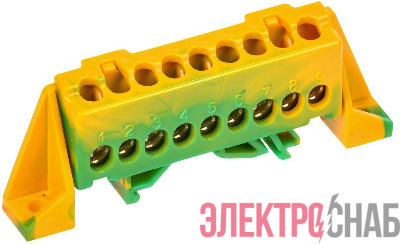 Шина PE &quot;земля&quot; в комб. изол. &quot;Стойка&quot; 6х9-9-ЖЗ TEKFOR IEK TF-NN10-09-DP-K52