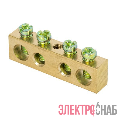 Шина PEN &amp;amp;amp;amp;amp;quot;ноль-земля&amp;amp;amp;amp;amp;quot; 8х12 4 отвер. латунь крепеж по центру PROxima EKF sn0-125-4-c