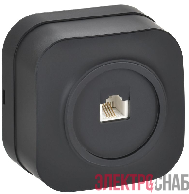 Розетка телефонная ОП GLORY РТ20-ХЧм RJ11 черн. матов. IEK ETH10-K02M