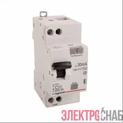 Выключатель автоматический дифференциального тока 2п (1P+N) C 20А 30мА тип AC 6кА RX3 ИЭК Leg 419400