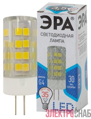 Лампа светодиодная JC-3.5w-220V-corn ceramics-840-G4 280лм ЭРА Б0027856