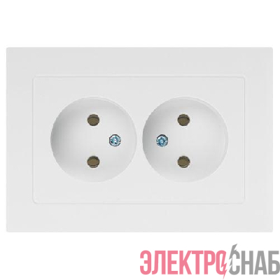 Розетка 2-м СП Accent 6-204-01 16А IP20 250В 2P AL/CU бел. Intro Б0063447