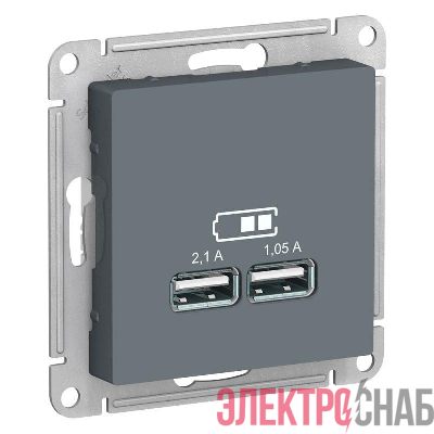 Розетка USB AtlasDesign тип A+A 5В 1х2.1А 2х1.05А механизм грифель SE ATN000733