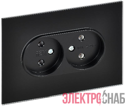 Розетка 2-м SKANDY 10А без заземл. без защ. шторок для плоской вилки SK-R03Bl черн. IEK SK-R20-10-K02