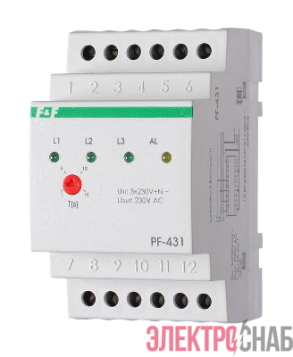 Переключатель фаз PF-431 (с приоритетной фазой; монтаж на DIN-рейке 35мм 3х400/230+N 3х16А IP20) F&F EA04.005.001