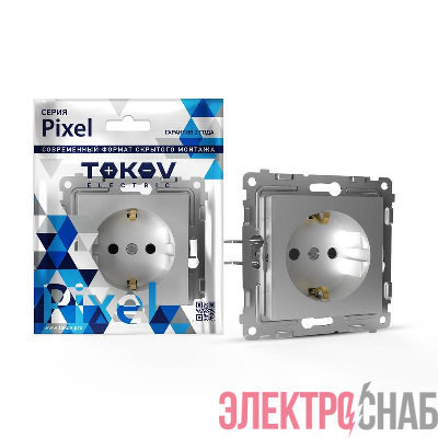 Розетка 1-м СП Pixel 16А IP20 с заземл. защ. шторки механизм алюм. TOKOV ELECTRIC TKE-PX-R1ZSF-C03