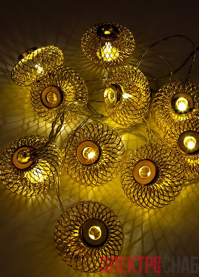 Гирлянда светодиодная &quot;Фонарики&quot; золото 5х3см 10LED тепл. бел. 1.8+0.3м КОСМОС KOC_GIR-B121