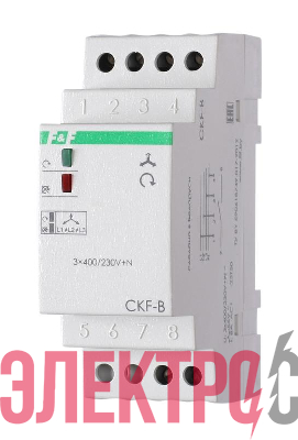 Реле контроля наличия; асимметрии и чередования фаз CKF-B (монтаж на DIN-рейке 35мм; задержка отключения 3-5с; 3х400/230В+N 2А 1Z) F&F EA04.002.002