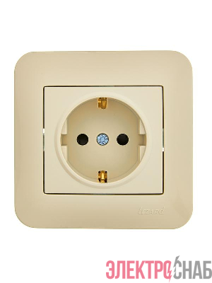 Розетка 1-м СП ASTI 16А IP20 с заземл. защ. шторки термопласт в сборе крем. LEZARD 7081-0303-124B