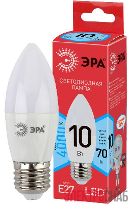 Лампа светодиодная ECO LED B35-10W-840-E27 (диод свеча 10Вт нейтр. E27) ЭРА Б0032965