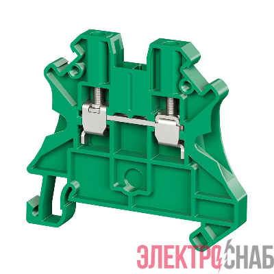 Клемма проходная винтовой зажим 2 точки подключения 4кв.мм зел. DKC TUR-4R-GN