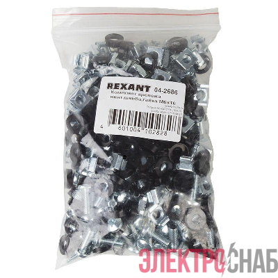 Комплект крепежа винт+шайба+гайка M6x16 (уп.100шт) Rexant 04-2686