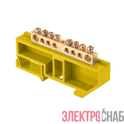 Шина нулевая N 6х9 8 отвер. латунь желт. изолятор на DIN-рейку PROxima EKF sn0-63-08-dz