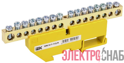 Шина PE "земля" на DIN-изол. ШНИ 8х12-16-Д-Ж IEK YNN10-812-16D-K05