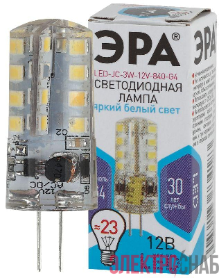 Лампа светодиодная LED-JC-3W-12V-840-G4 240лм ЭРА Б0033194