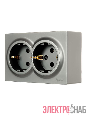 Розетка 2-мест. с заземл. LETO закрытый корпус ПБТ платина LEZARD 752-3500-127B