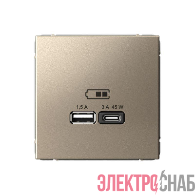 Розетка USB ArtGallery тип A+C 45Вт QC PD высокоскор. ЗУ механизм шампань SE GAL000529
