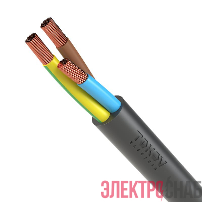 Провод TOKOV ELECTRIC ПВС 3х1.5(2х1.5+1х1.5) 380В Ч (уп.100м) 1945522