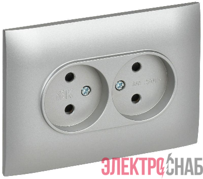 Розетка 2-м SKANDY 10А без заземл. защ. шторки в сборе SK-R09S серебр. IEK SK-R23-10-K23-F