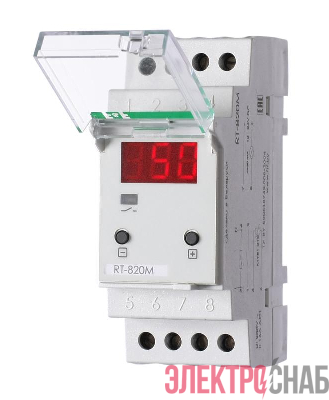 Регулятор температуры RT-820M от -30 до +140 град.C; 16А 24-264В DC/30-264В AC 1Z IP20 микропроцессорный; многофункц.; цифровая индикация; выносной датчик с термоус. проводом; монтаж на DIN-рейке 35мм F&F EA07.001.007