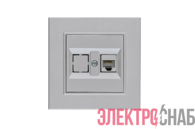 Розетка компьютерная CAT 5+гнездо Karea LINE STAR жемчуж. Makel 86100035