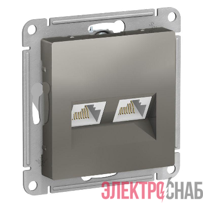 Розетка компьютерная 2-м AtlasDesign RJ45 кат.5E механизм сталь SE ATN000985