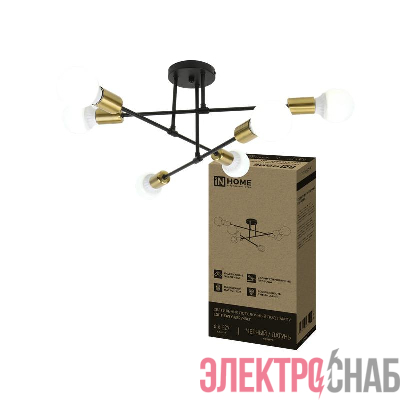 Светильник LOFT EASY-6E27-BLT 6хE27 потолочн. под лампу; латунь черн. IN HOME 4690612062655