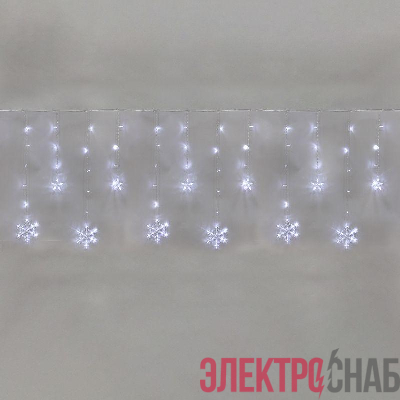 Гирлянда светодиодная "Бахрома" со снежинками 2.4х0.9м 150LED бел. 7.5Вт 230В IP20 с контроллером 8 режимов Neon-Night 255-075