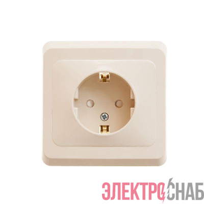 Розетка 1-м СП Этюд 16А IP20 250В с заземл. защ. шторки крем. SE PC16-004K