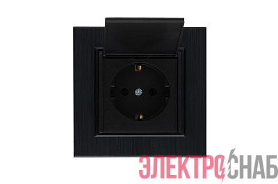 Розетка 1-м с крышкой Karea LINE STAR с заземл. чер. Makel 86054029