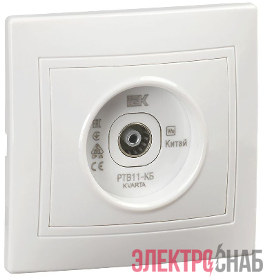 Розетка телевизионная проходная TV Кварта РТВ11-КБ бел. GENERICA KV-A10-P-K01