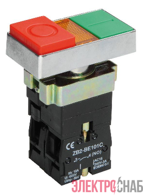 Кнопка LAY5-BW8465 "I-O" 1НО сдвоенная с подсветкой IEK BBD40-BW-K51